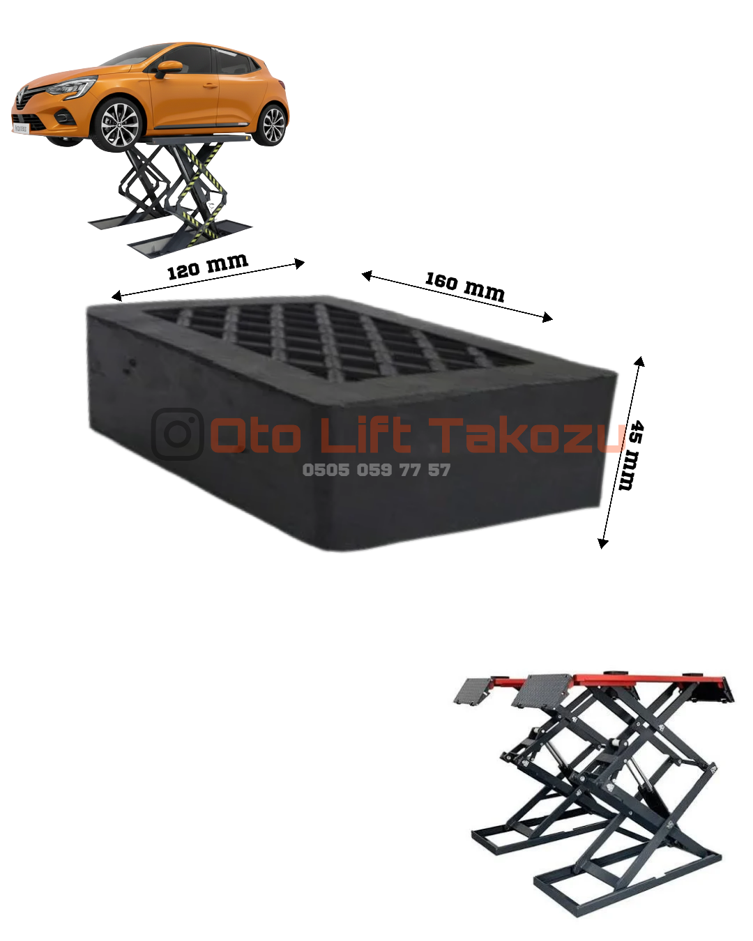 Dikdörtgen Makaslı Lift Takozu 4,5 cm